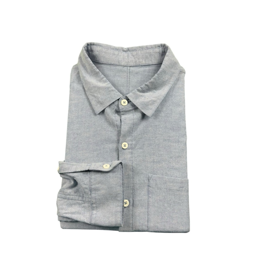 Lululemon Mens Light Blue Knit Oxford Long Sleeve Button Front Shirt Size Medium